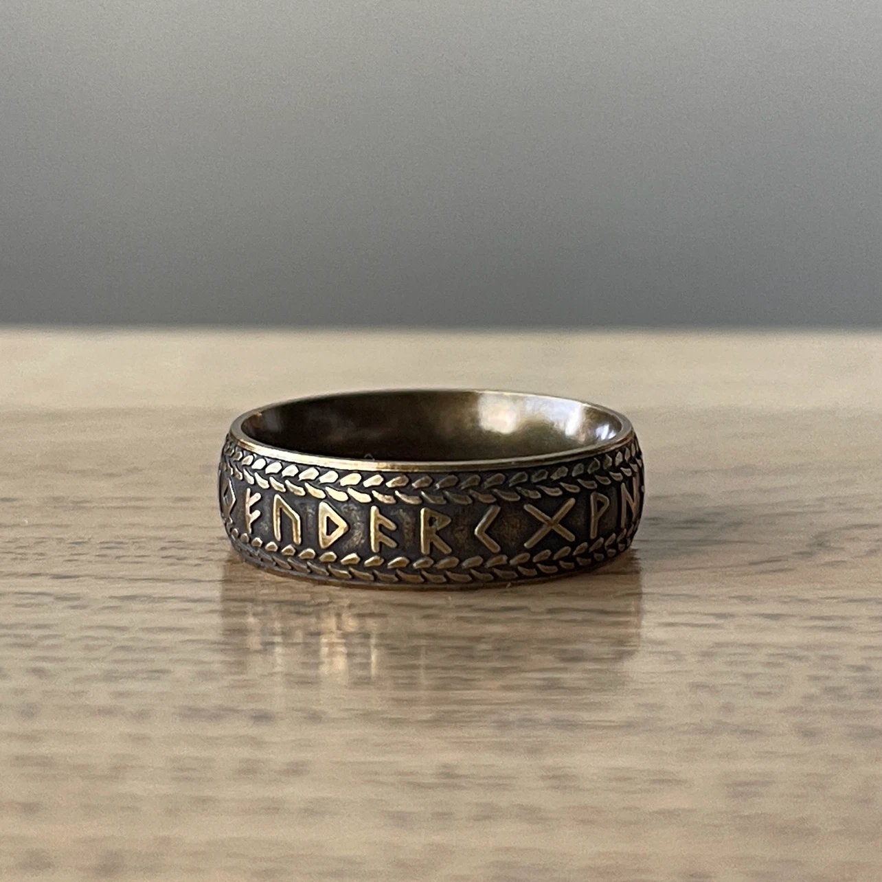 Norse Runes stainless steel ring (size 11)