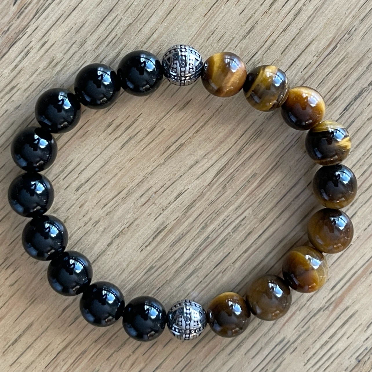 Yellow Tiger’s Eye & Onyx bracelet (10mm bead) - photo 3