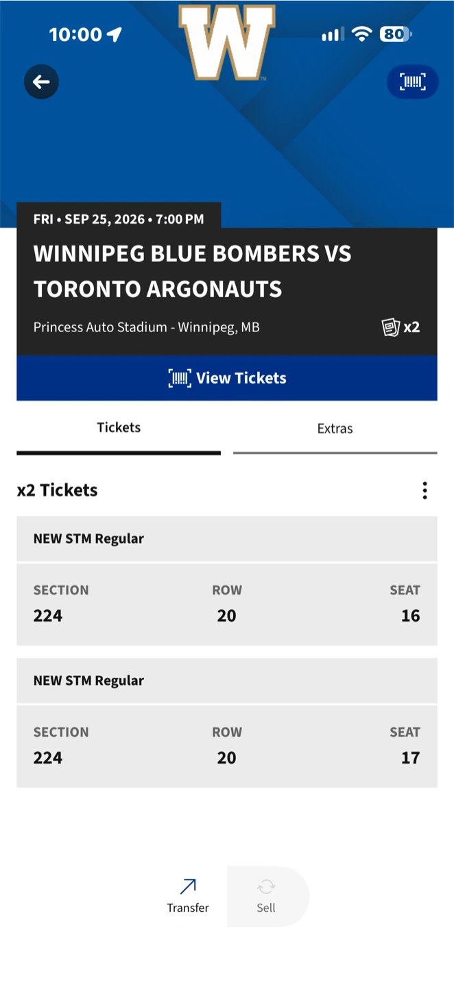 2 Winnipeg Blue Bombers vs Toronto Argonauts Tickets - photo 2