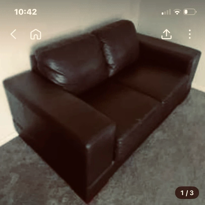 Brown Faux Leather Loveseat and Armchair Set
