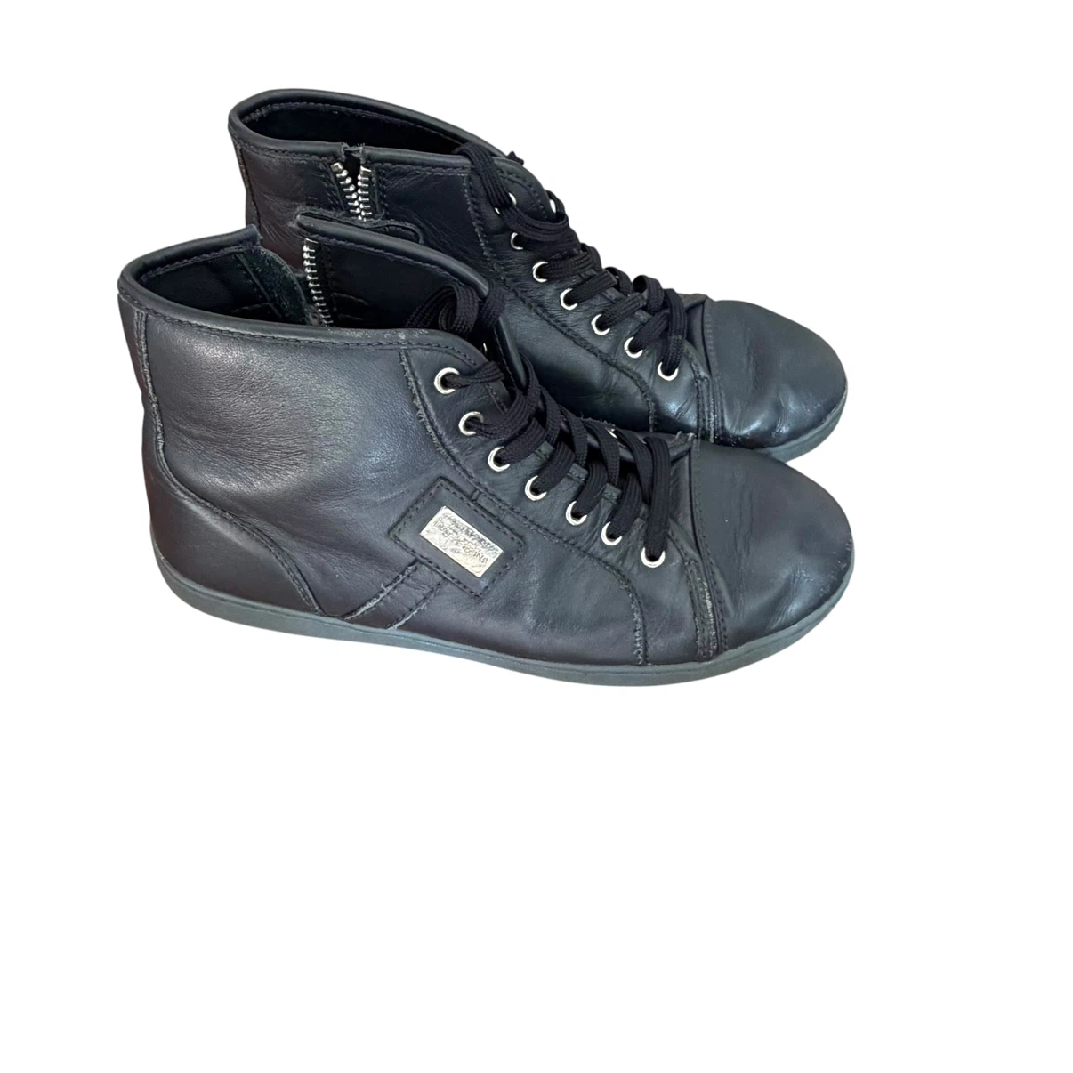 Dolce & Gabbana Black Leather High-Top Sneakers - photo 2