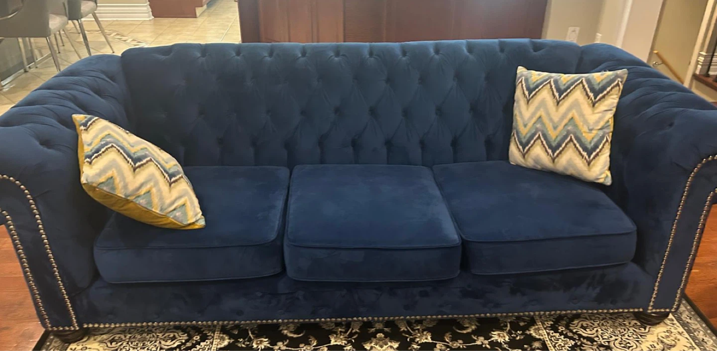 Blue Velvet Chesterfield Sofa