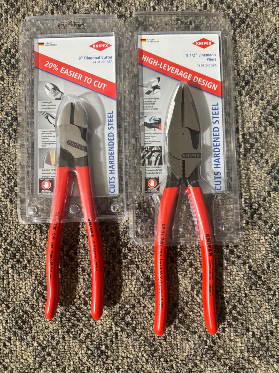 Knipex 8-inch Diagonal Cutters and 9.5-inch Lineman Pliers