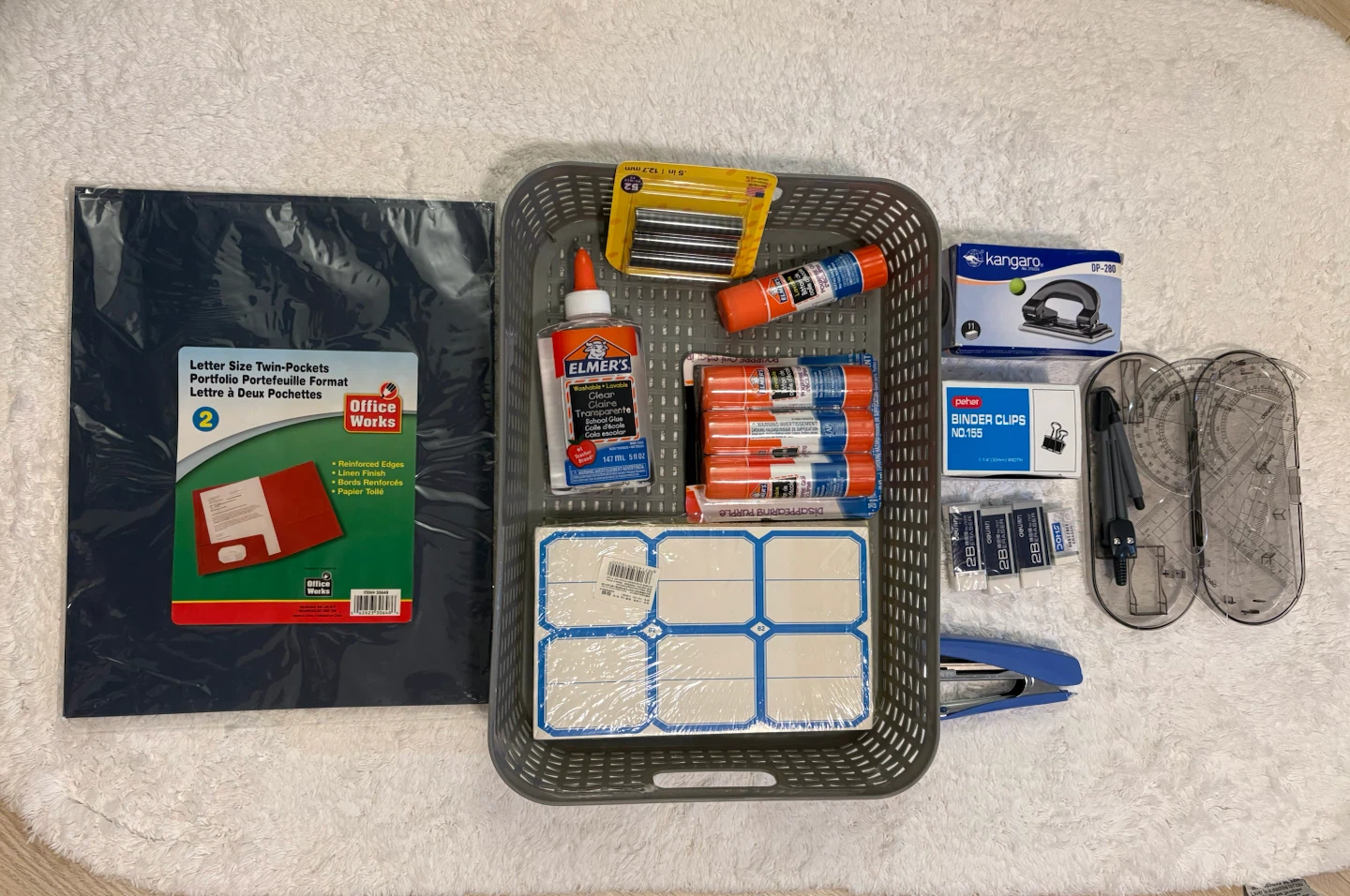 Huge Office & School Supplies Bundle with Storage Basket