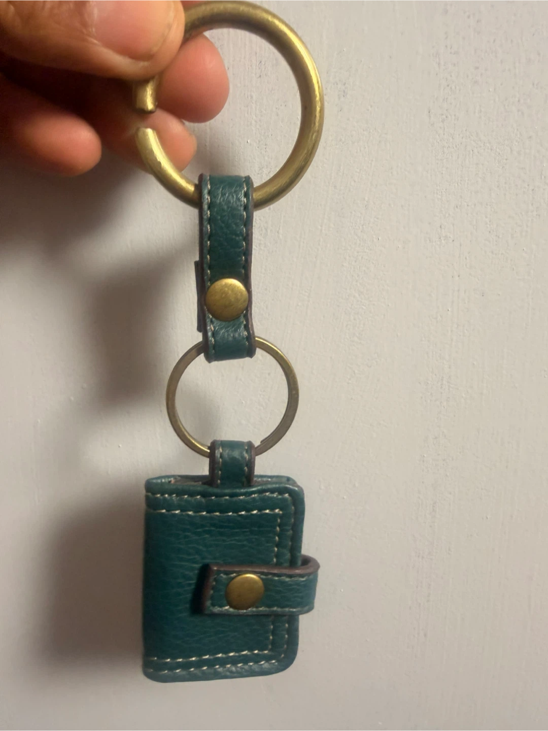 Teal Leather Mini Keychain Wallet - photo 2