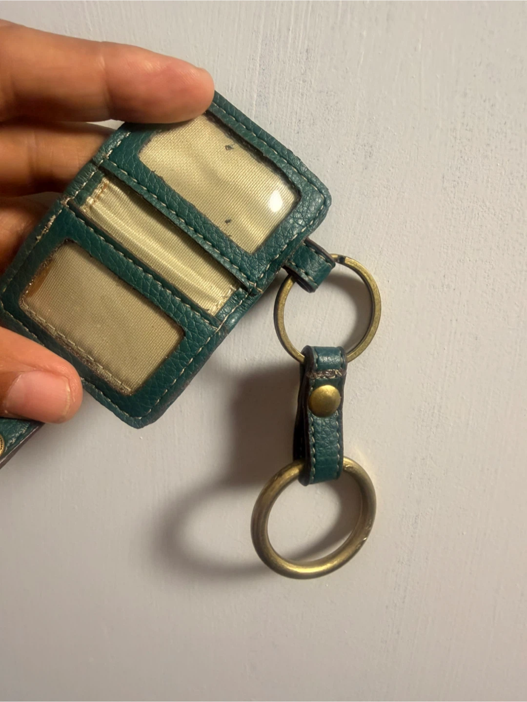 Teal Leather Mini Keychain Wallet - photo 3