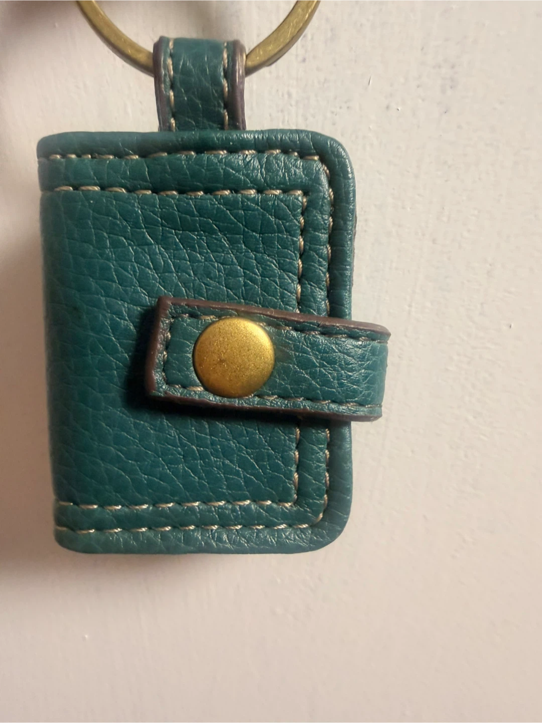 Teal Leather Mini Keychain Wallet - photo 4