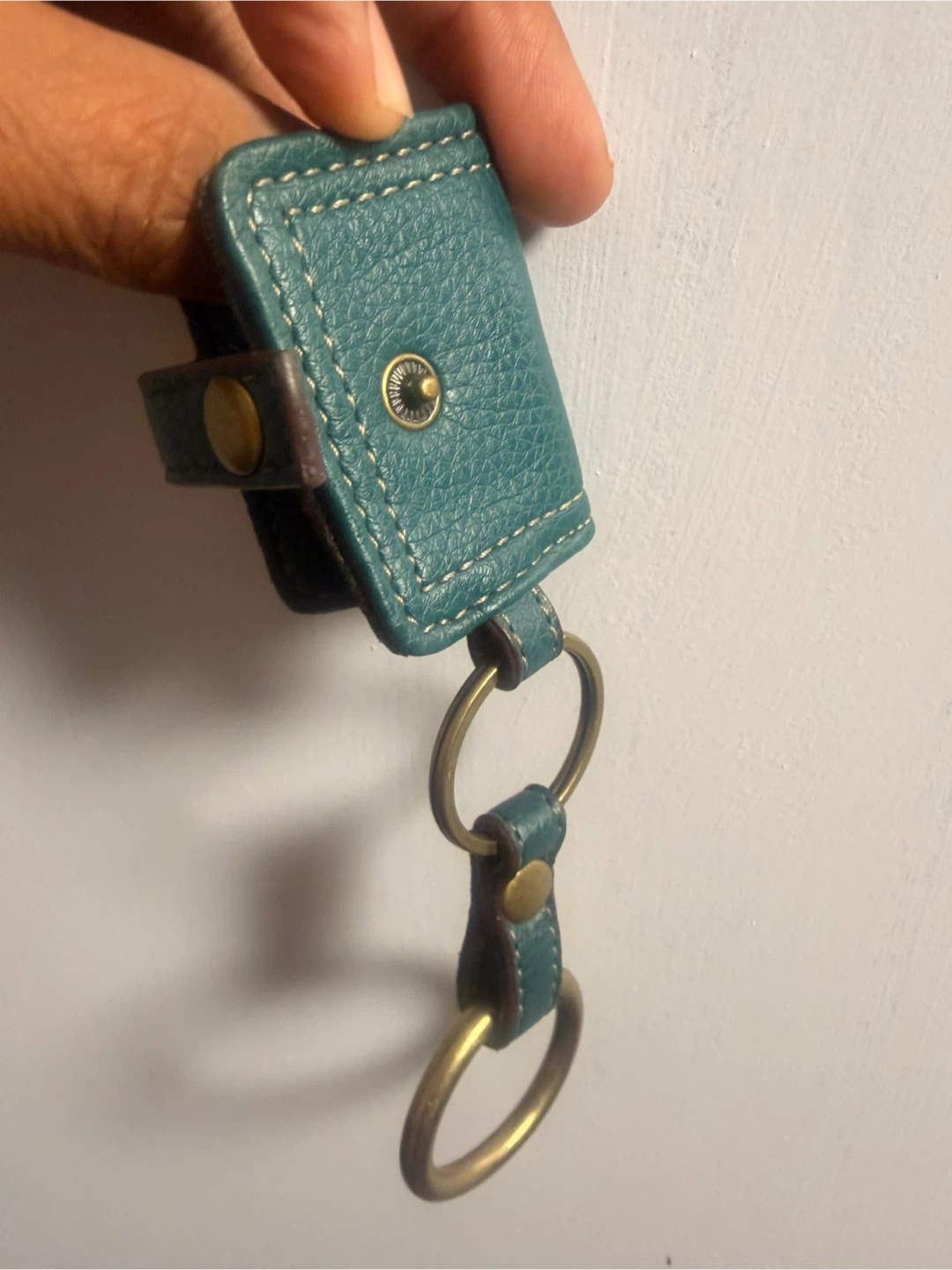 Teal Leather Mini Keychain Wallet - photo 5