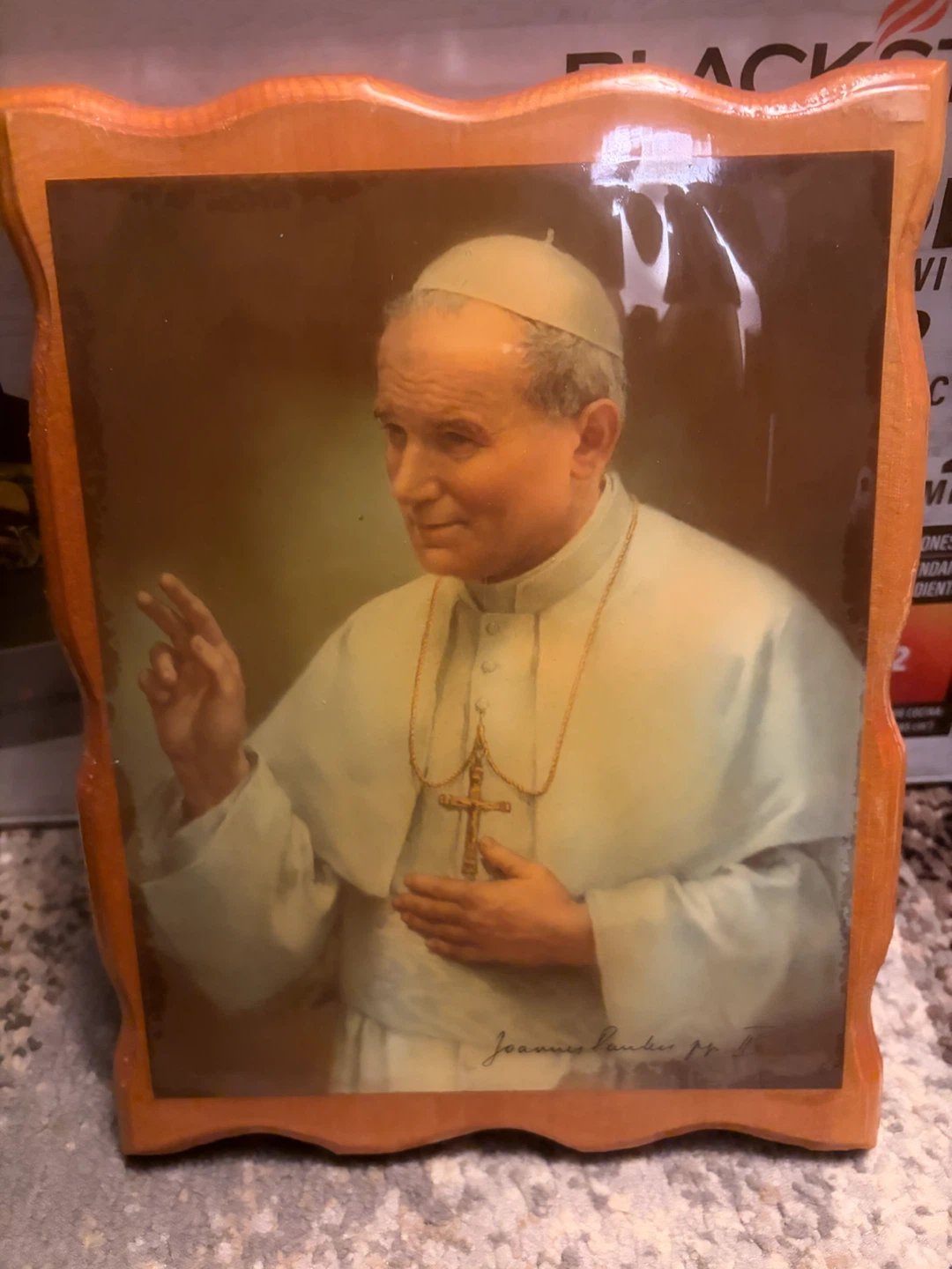 Pope John Paul II Wooden Plaque