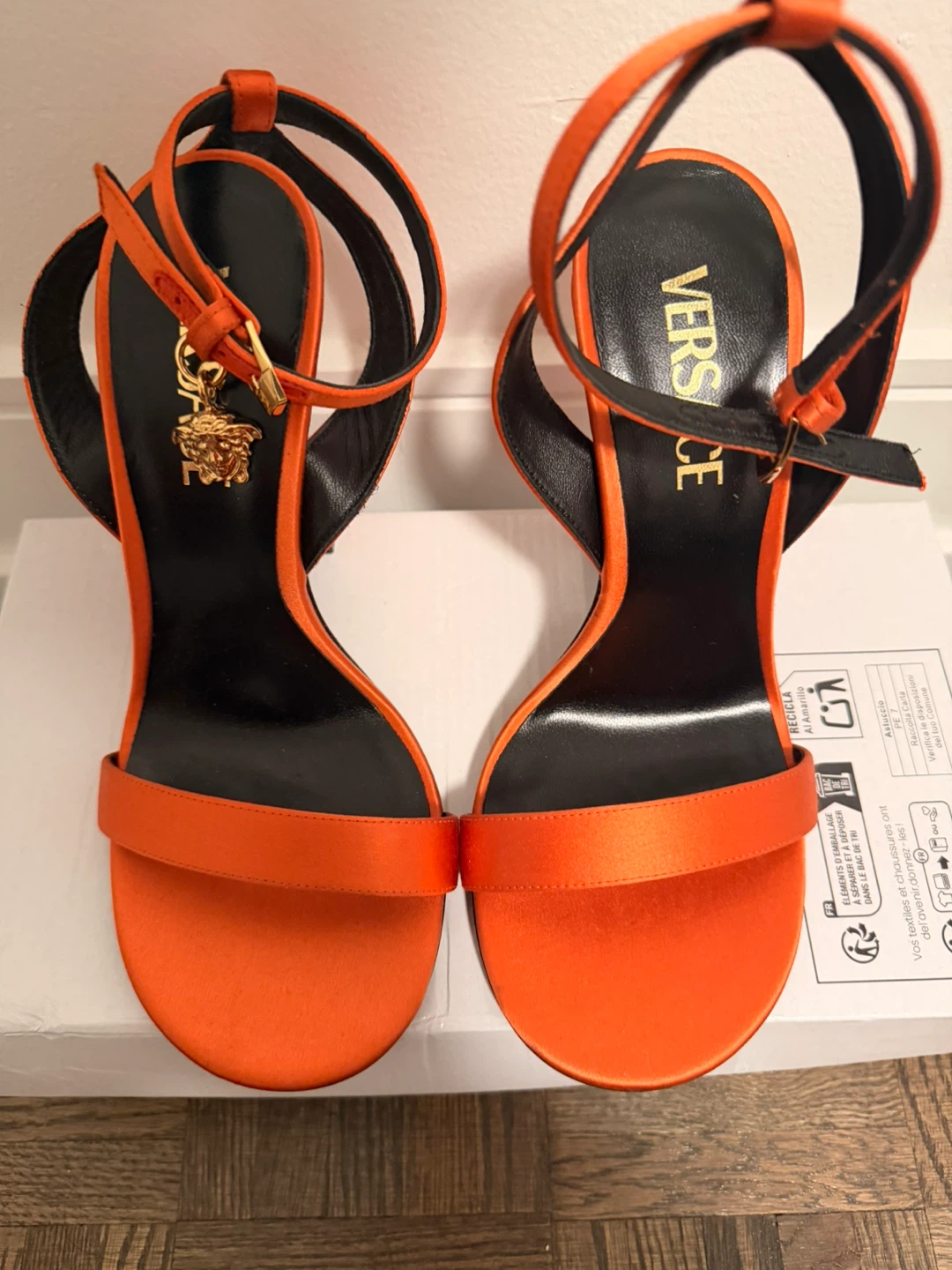Versace Medusa Orange Satin Heels - photo 2