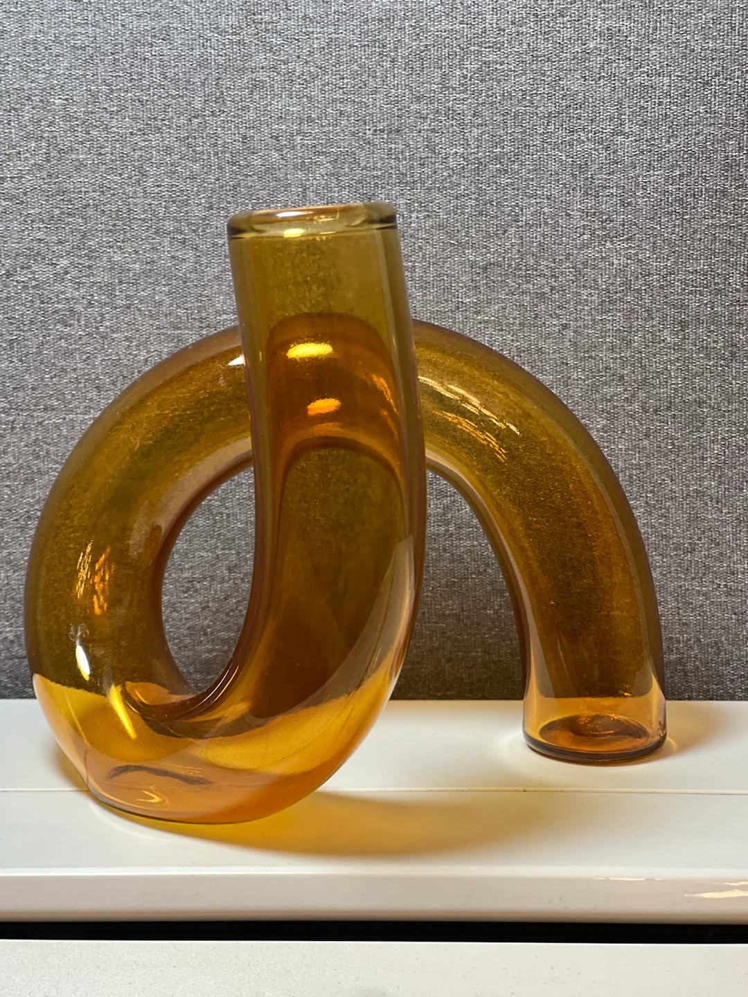 Modern Amber Glass Swirl / Tube Sculpture Vase