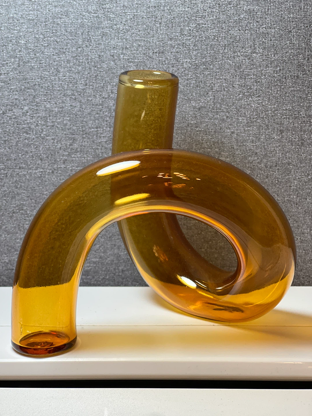 Modern Amber Glass Swirl / Tube Sculpture Vase - photo 3