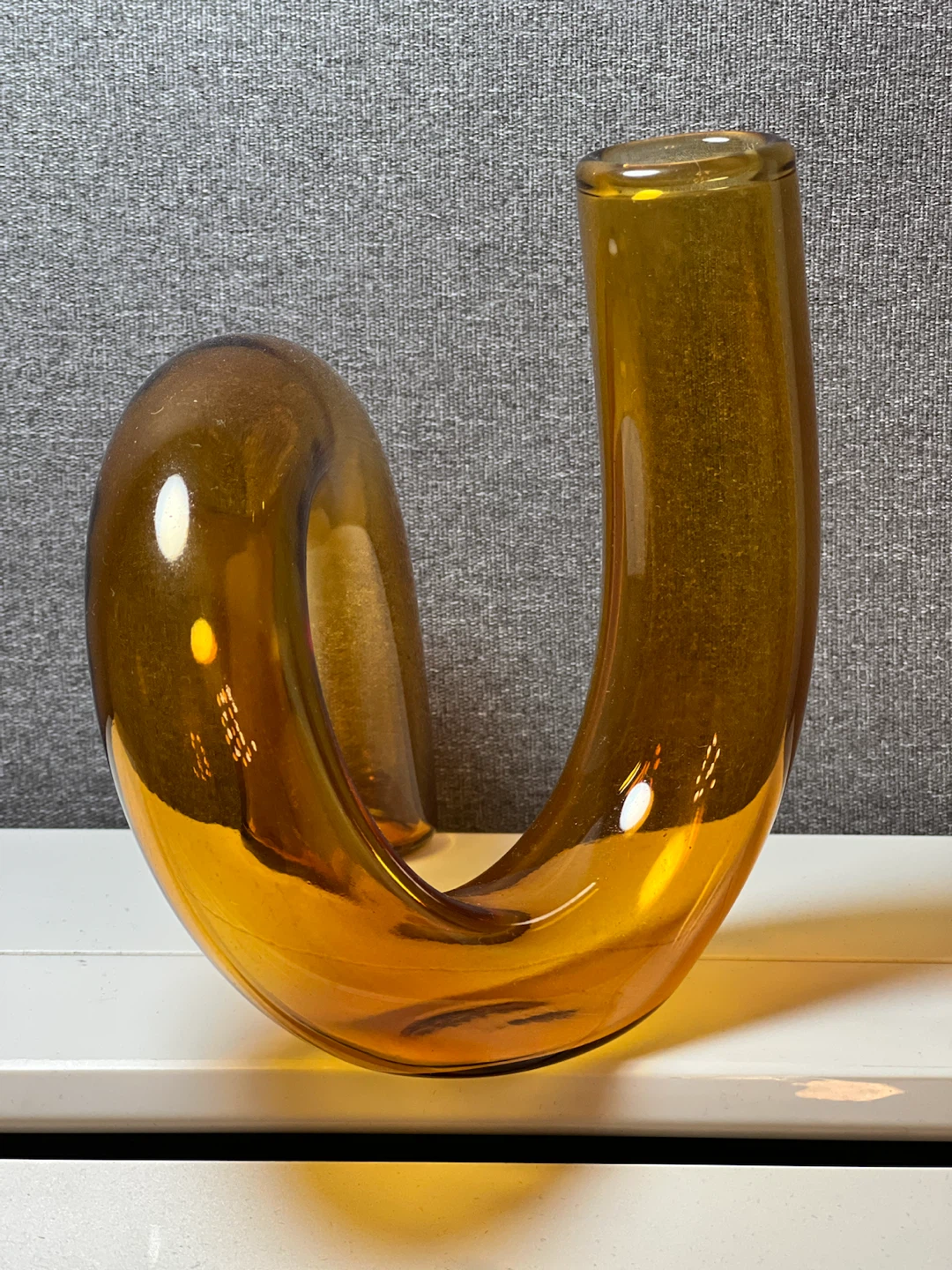 Modern Amber Glass Swirl / Tube Sculpture Vase - photo 4