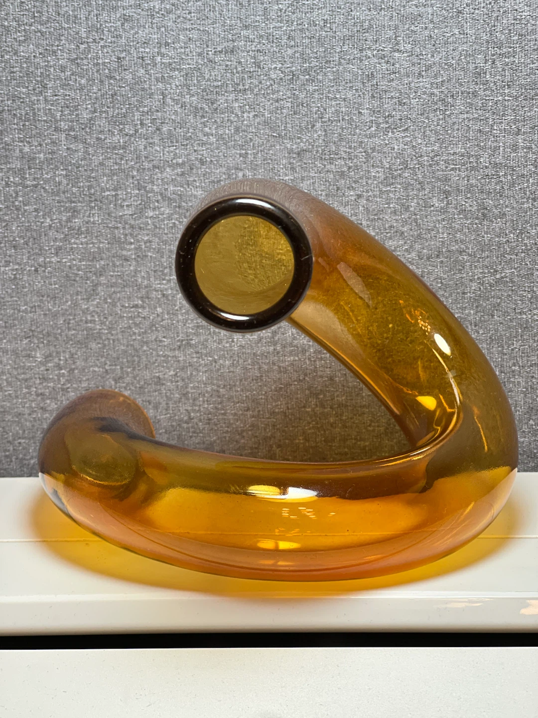 Modern Amber Glass Swirl / Tube Sculpture Vase - photo 5