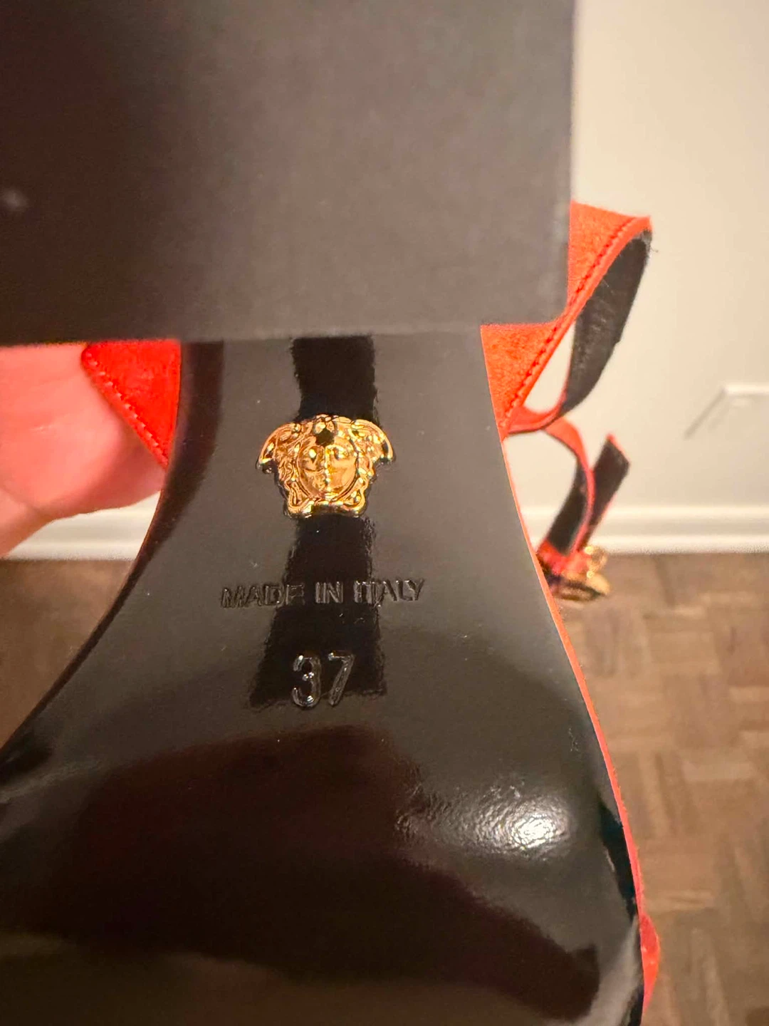 Versace Medusa Orange Satin Heels - photo 3