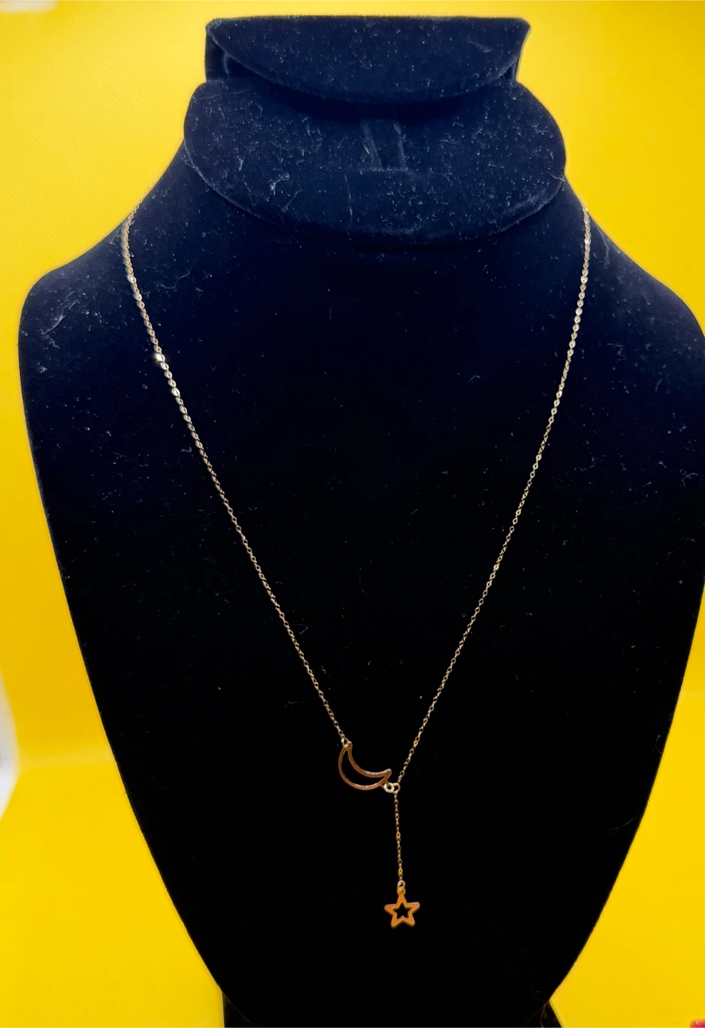 18K lightweight Gold Moon and Star Necklace