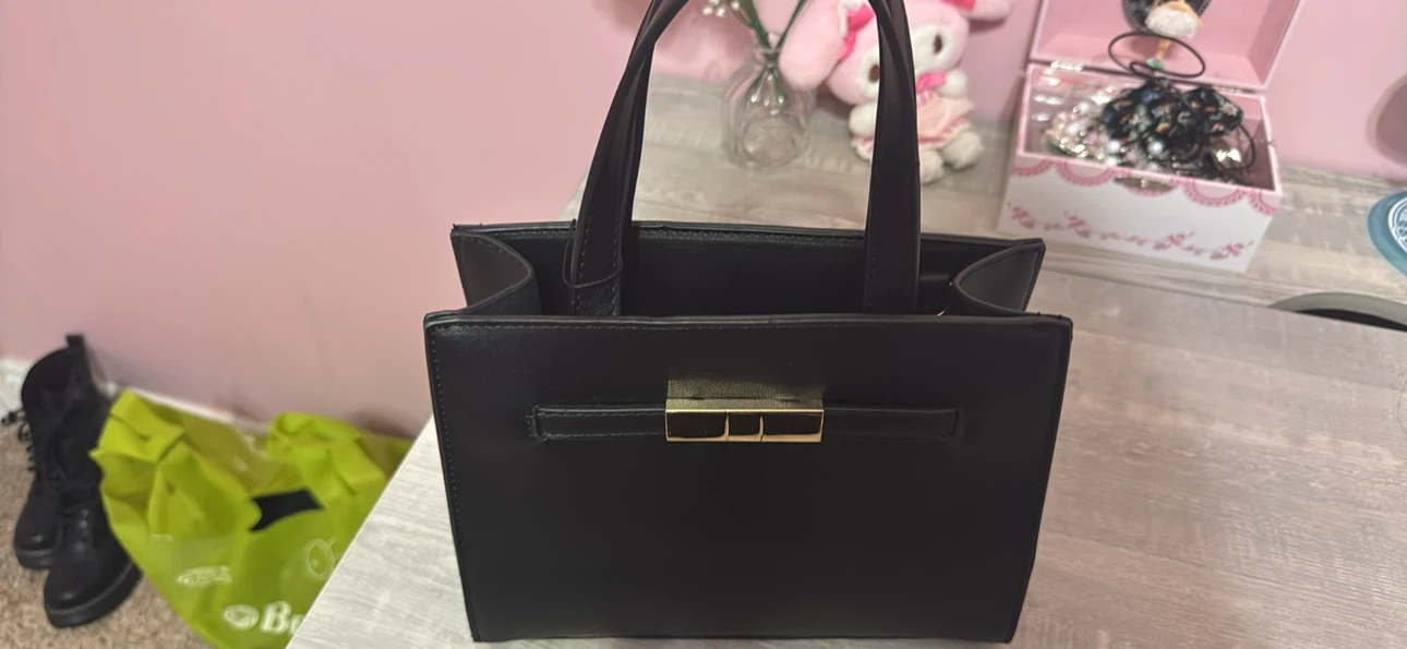 New Black Handbag with Removable Crossbody Strap