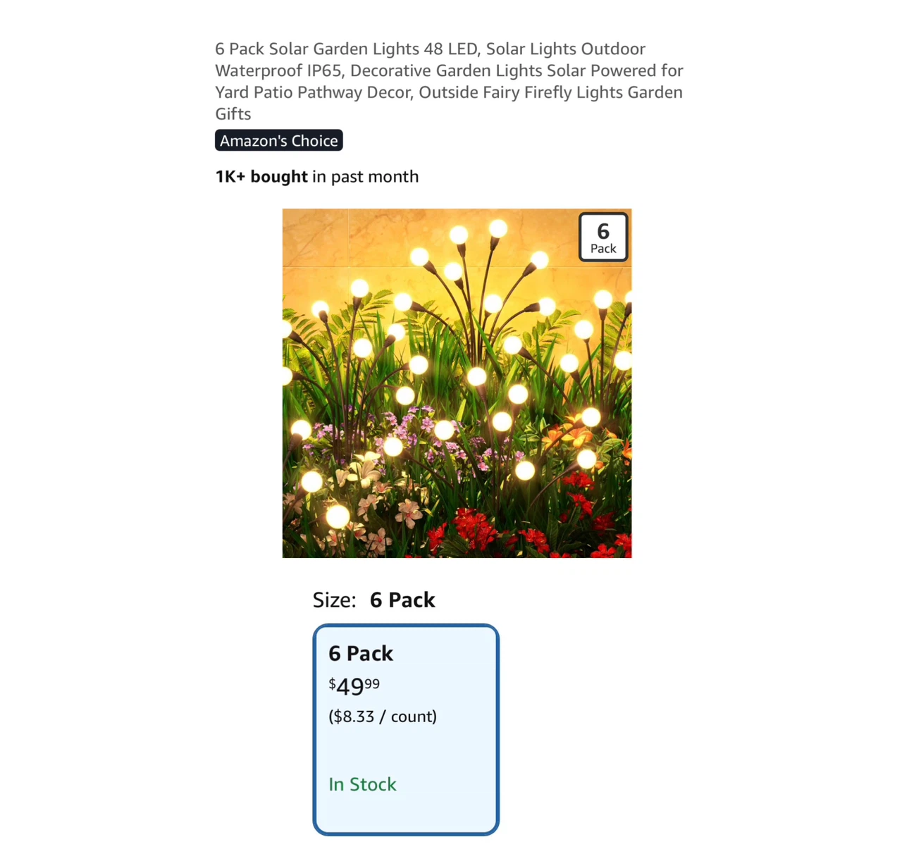 Brand new 6  Pack Solar Garden Lights 48 LED