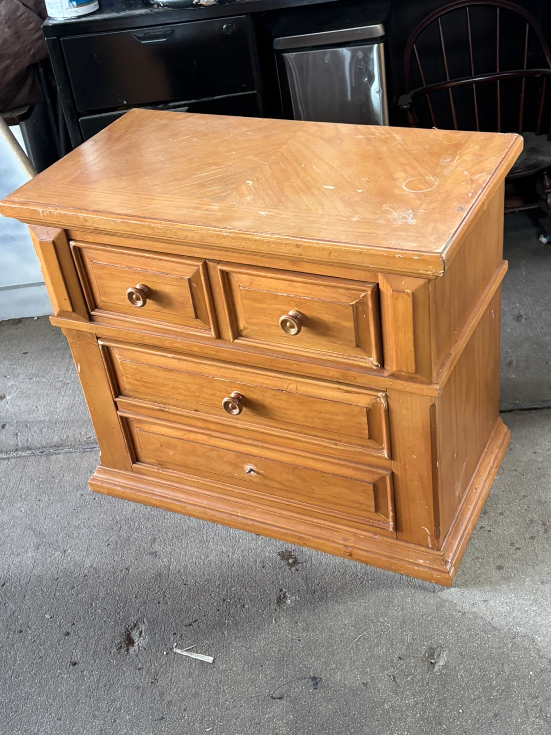 Wooden Nightstand with Drawers - photo 3