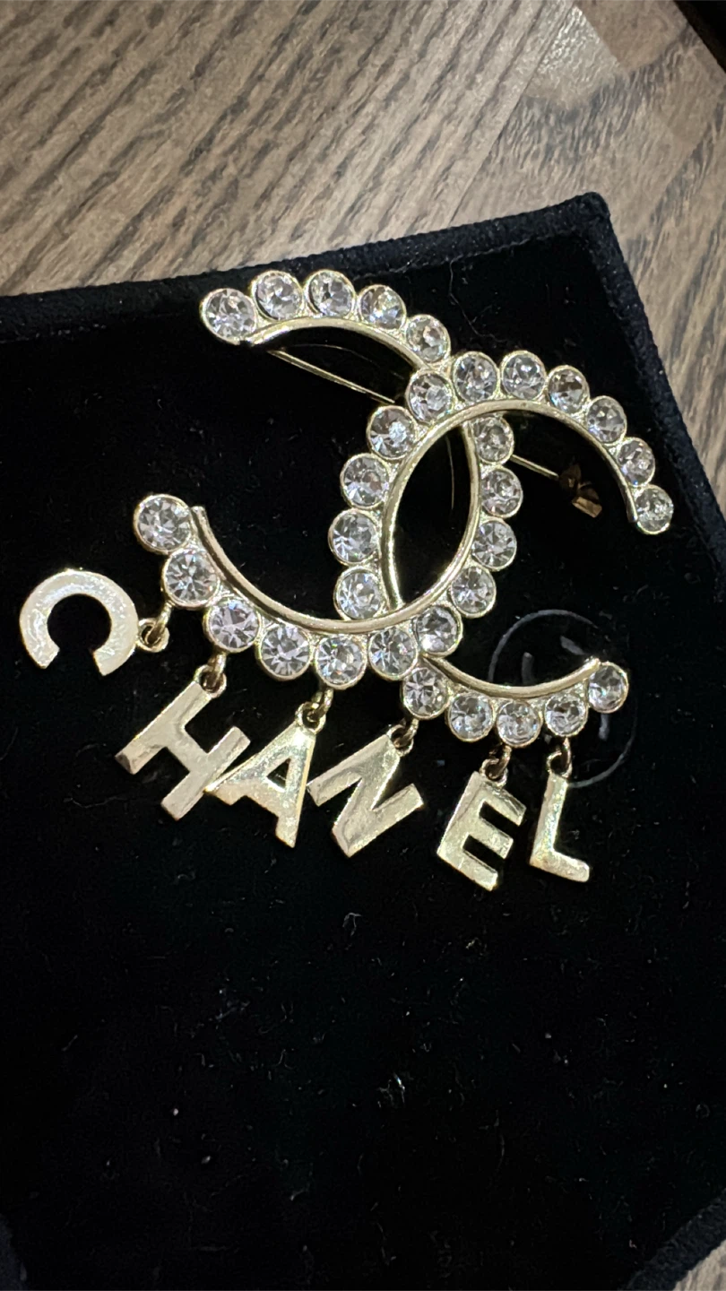 Chanel Rhinestone Logo Brooch - photo 3