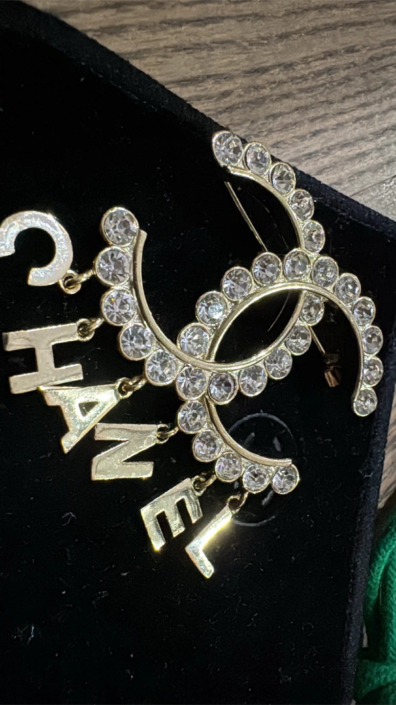 Chanel Rhinestone Logo Brooch - photo 4