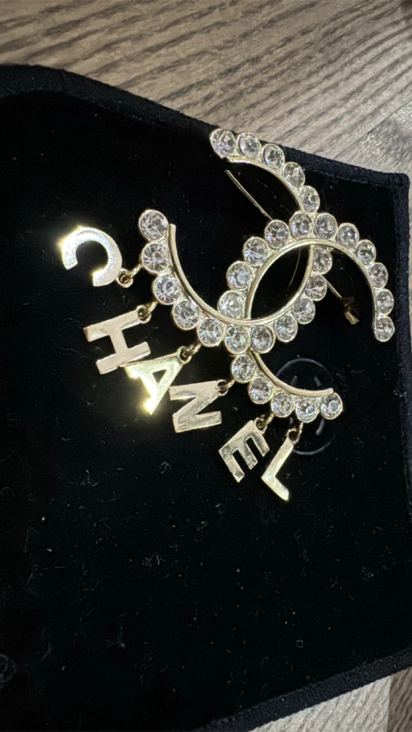 Chanel Rhinestone Logo Brooch - photo 5