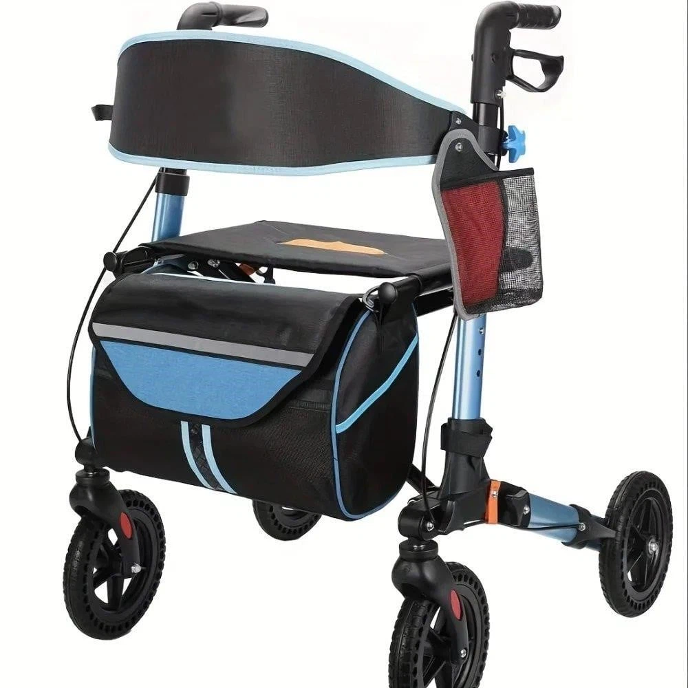 Blue Folding Rollator Mobility Aid senior walker