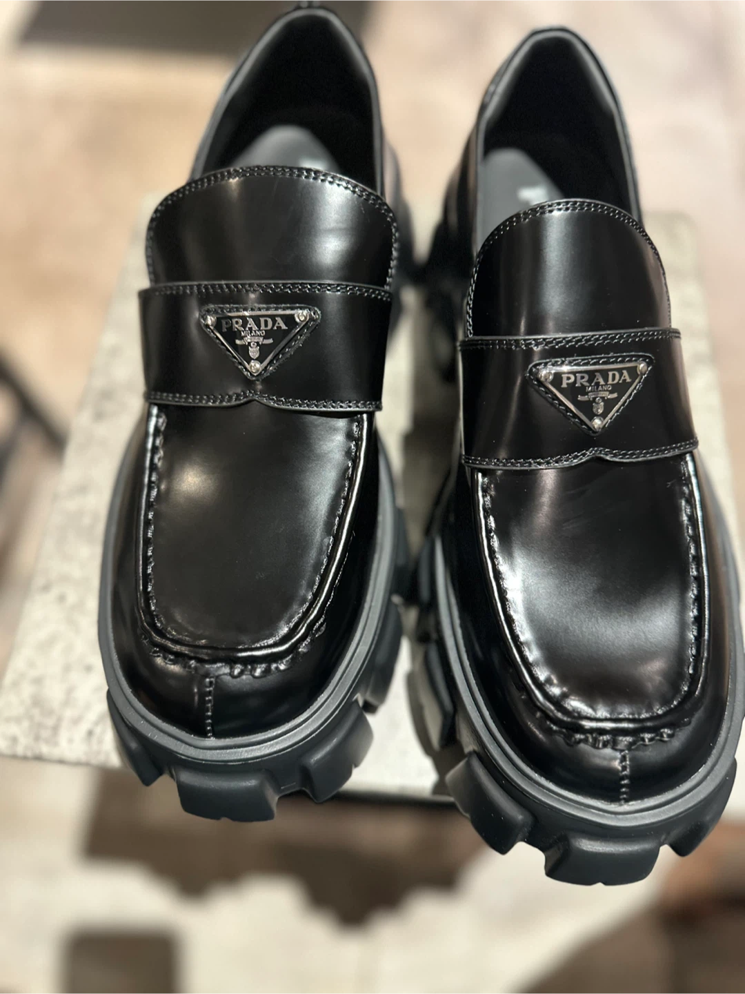 Prada leather Monolith loafers