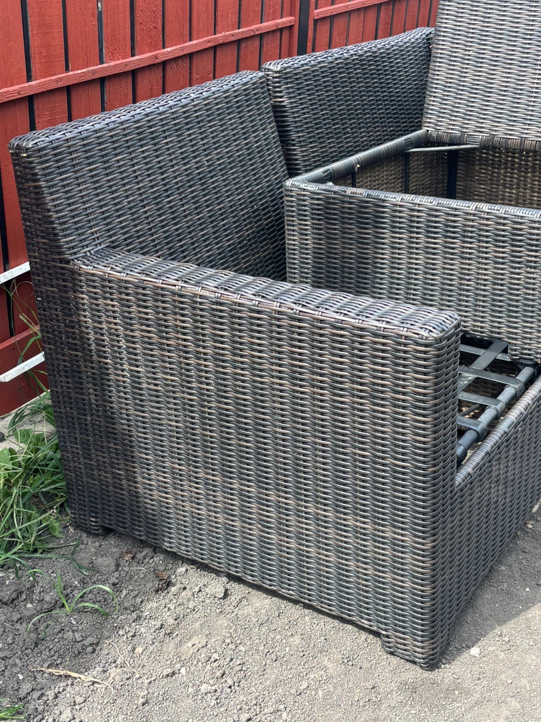 Wicker Sectional Sofa with Red Cushions - photo 2