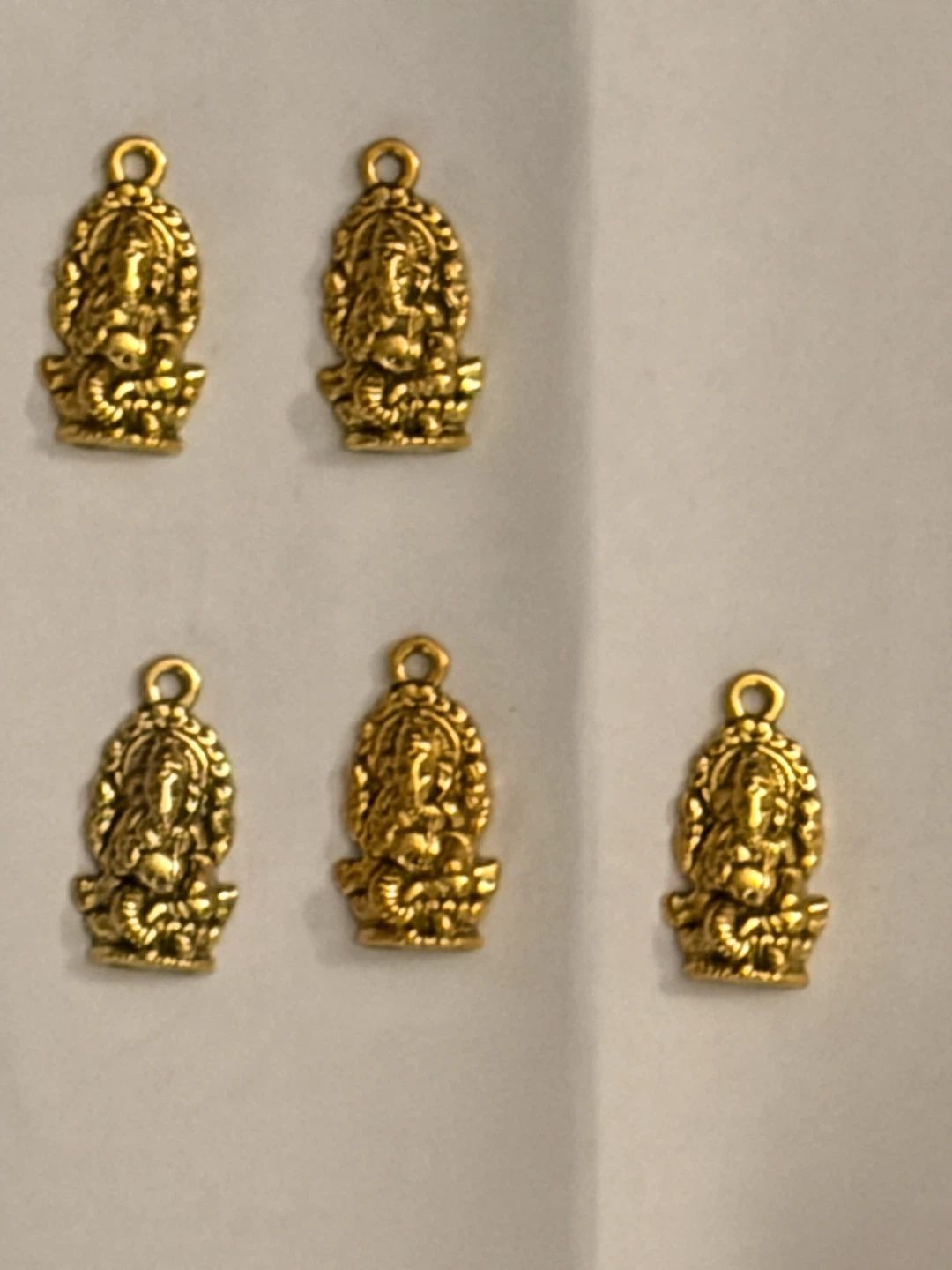 Set of 5 Ganesha Gold-Tone Metal Pendants - photo 2