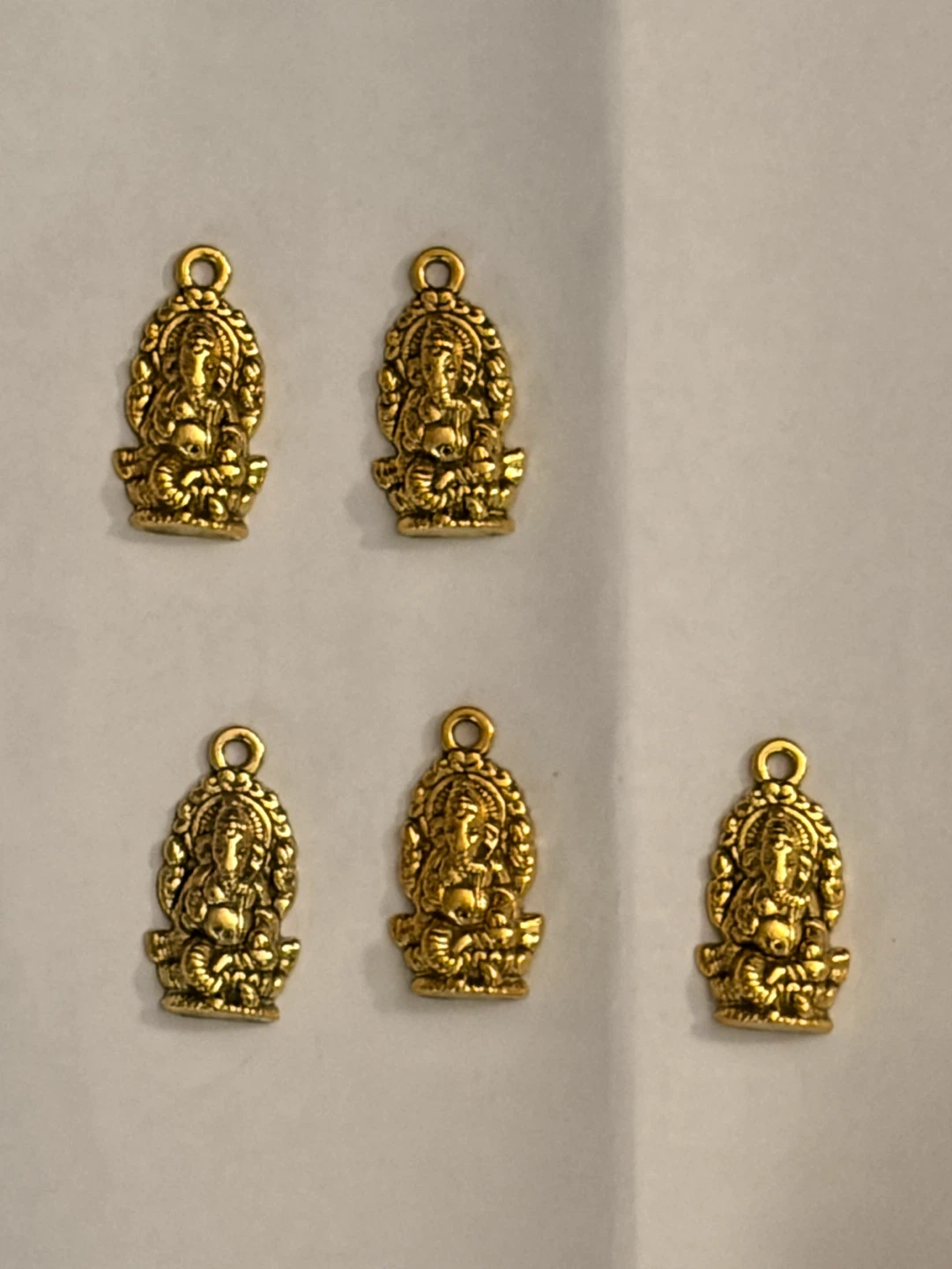 Set of 5 Ganesha Gold-Tone Metal Pendants - photo 3