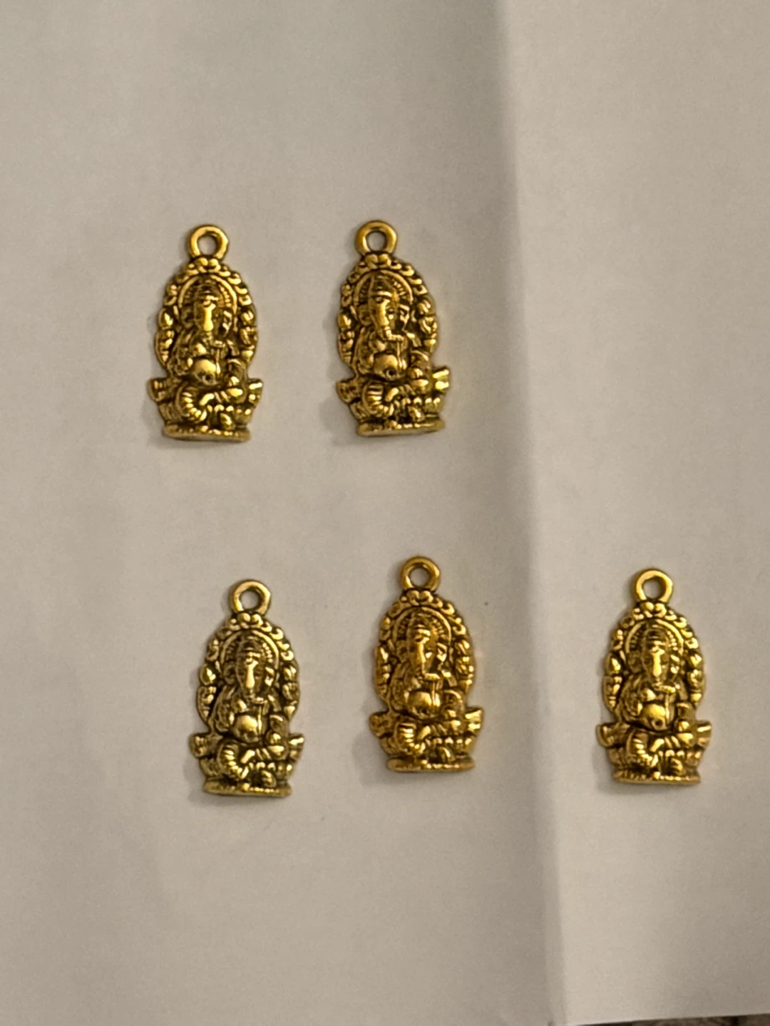 Set of 5 Ganesha Gold-Tone Metal Pendants - photo 5