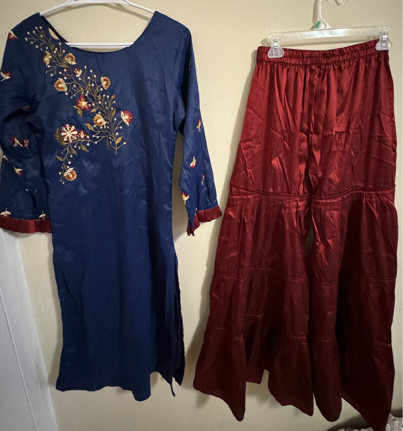 Blue and Red Sharara Set