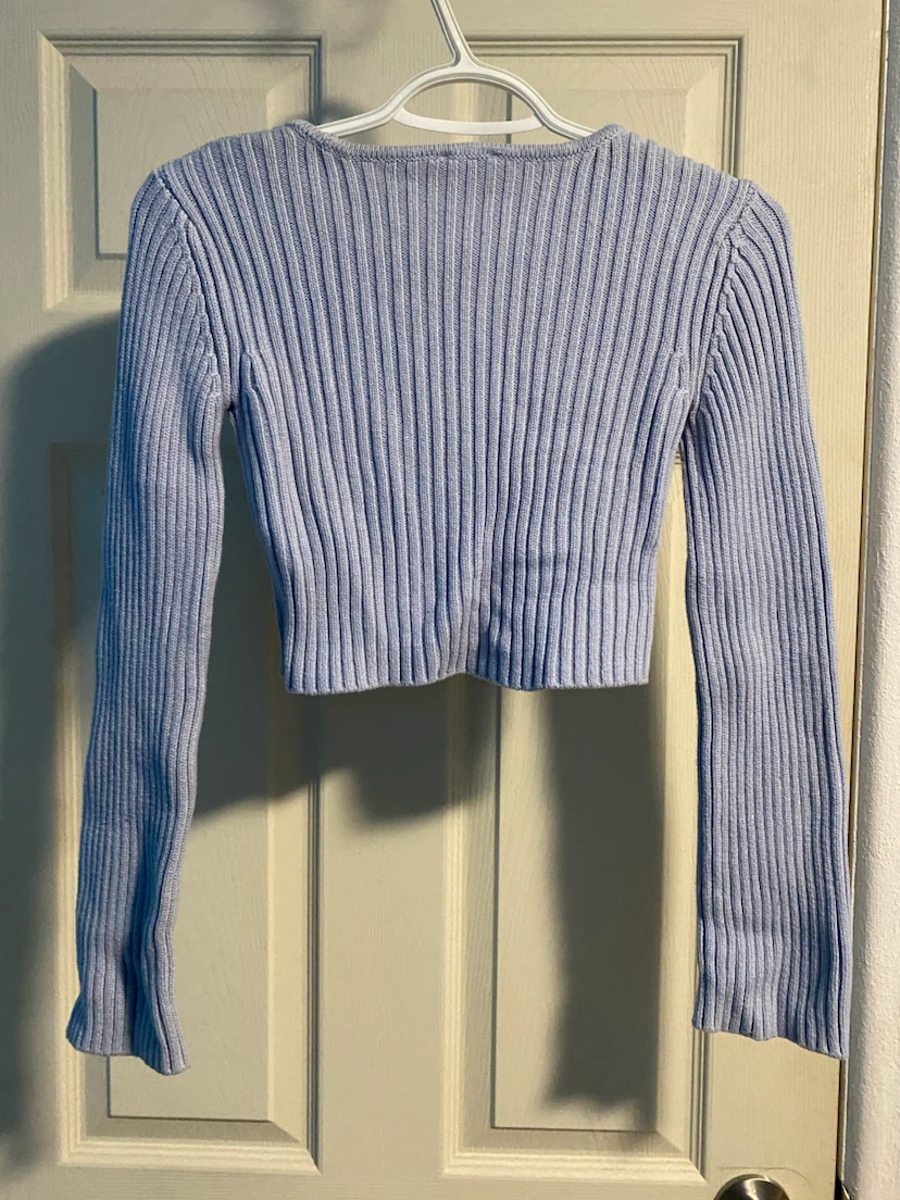 Blue Cropped Zip up Cardigan - photo 2