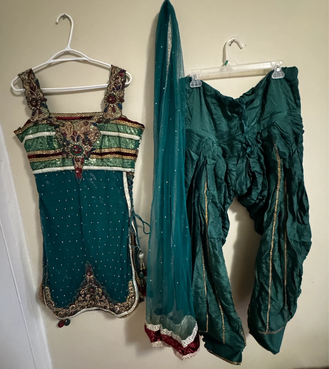 Teal Embroidered Traditional Indian Salwar Kameez Suit