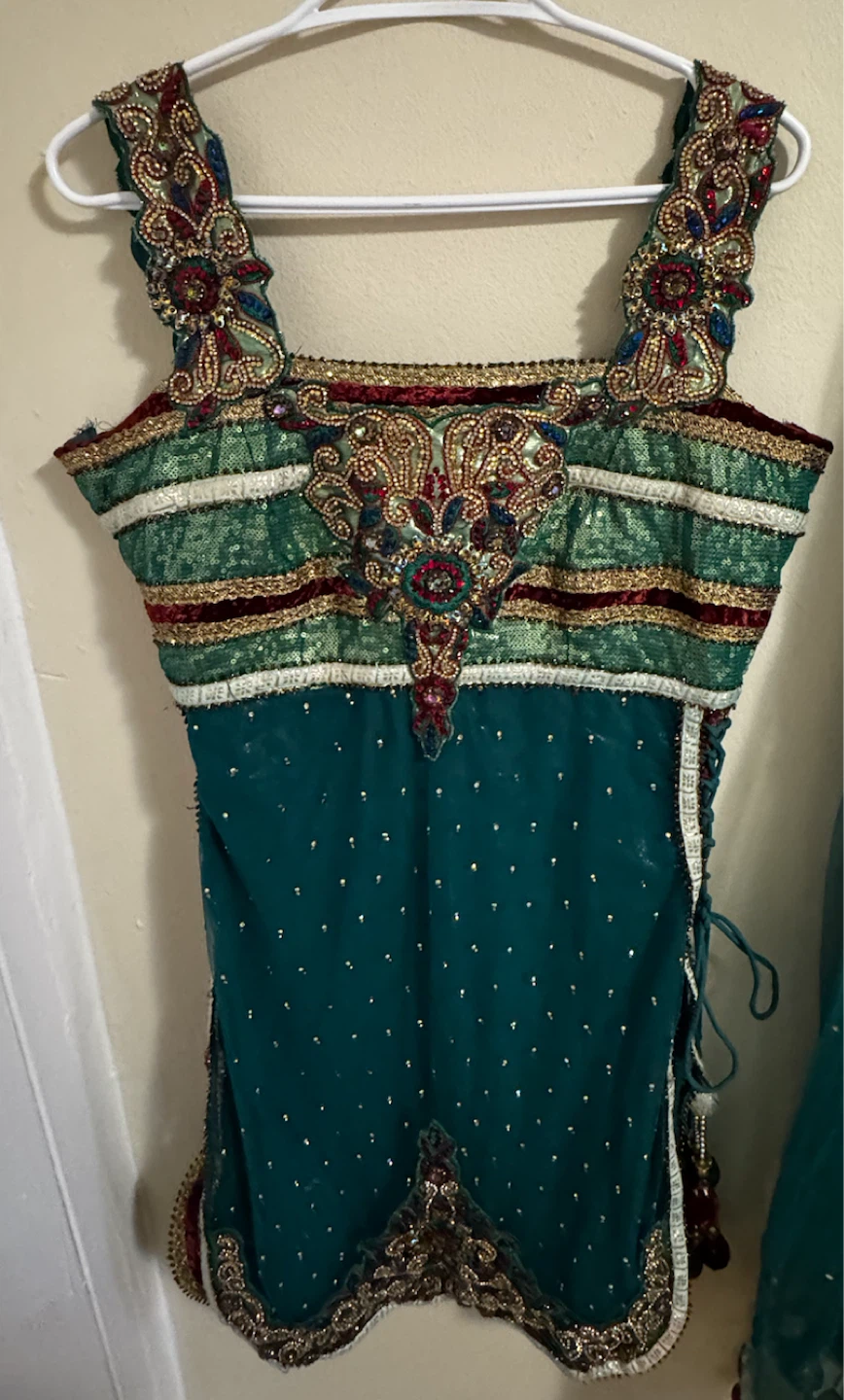 Teal Embroidered Traditional Indian Salwar Kameez Suit - photo 2