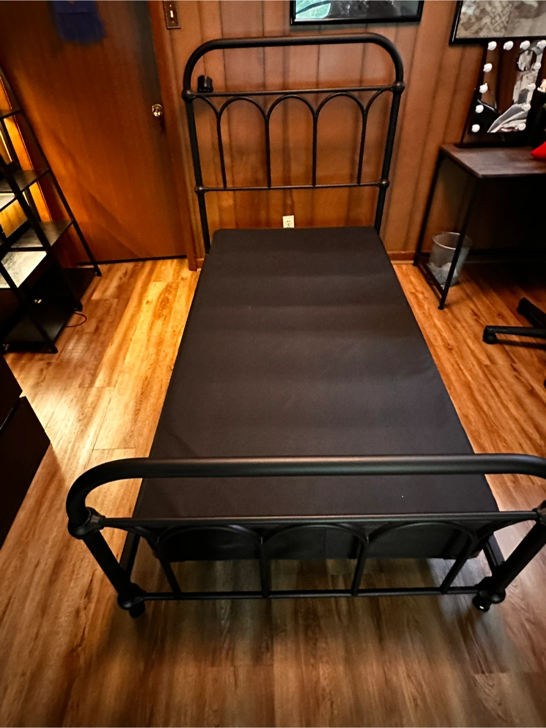 Twin Bed Set + Mattress + Box Spring + 2 LED Bookshelves - photo 3