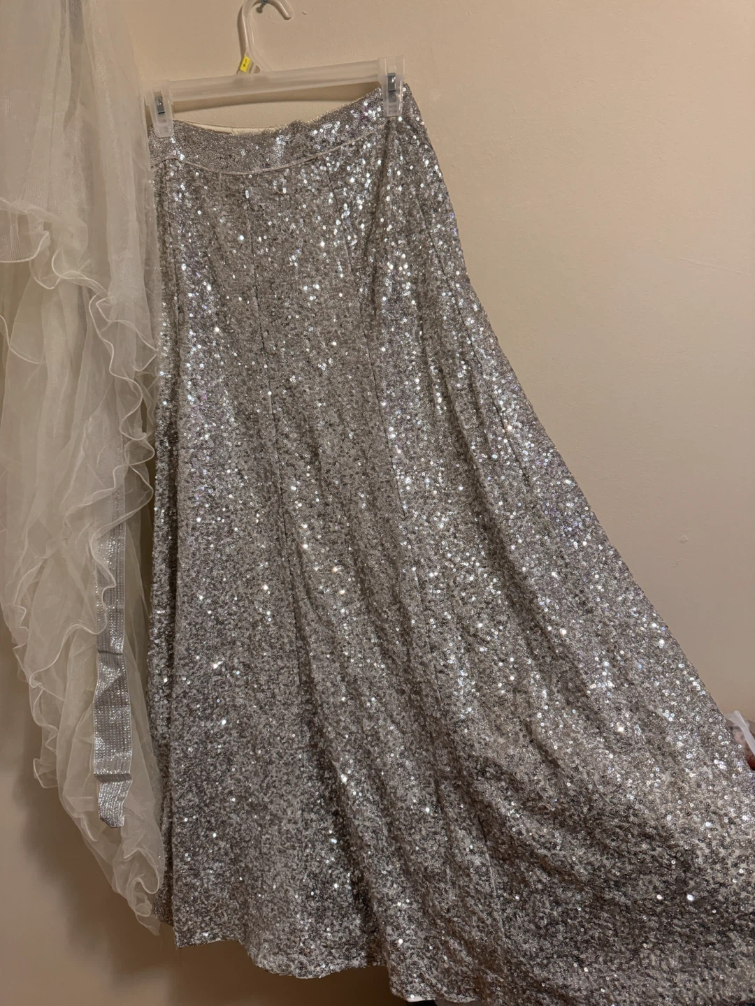 Silver Sequinned Lehenga Skirt and Blouse Set - photo 2