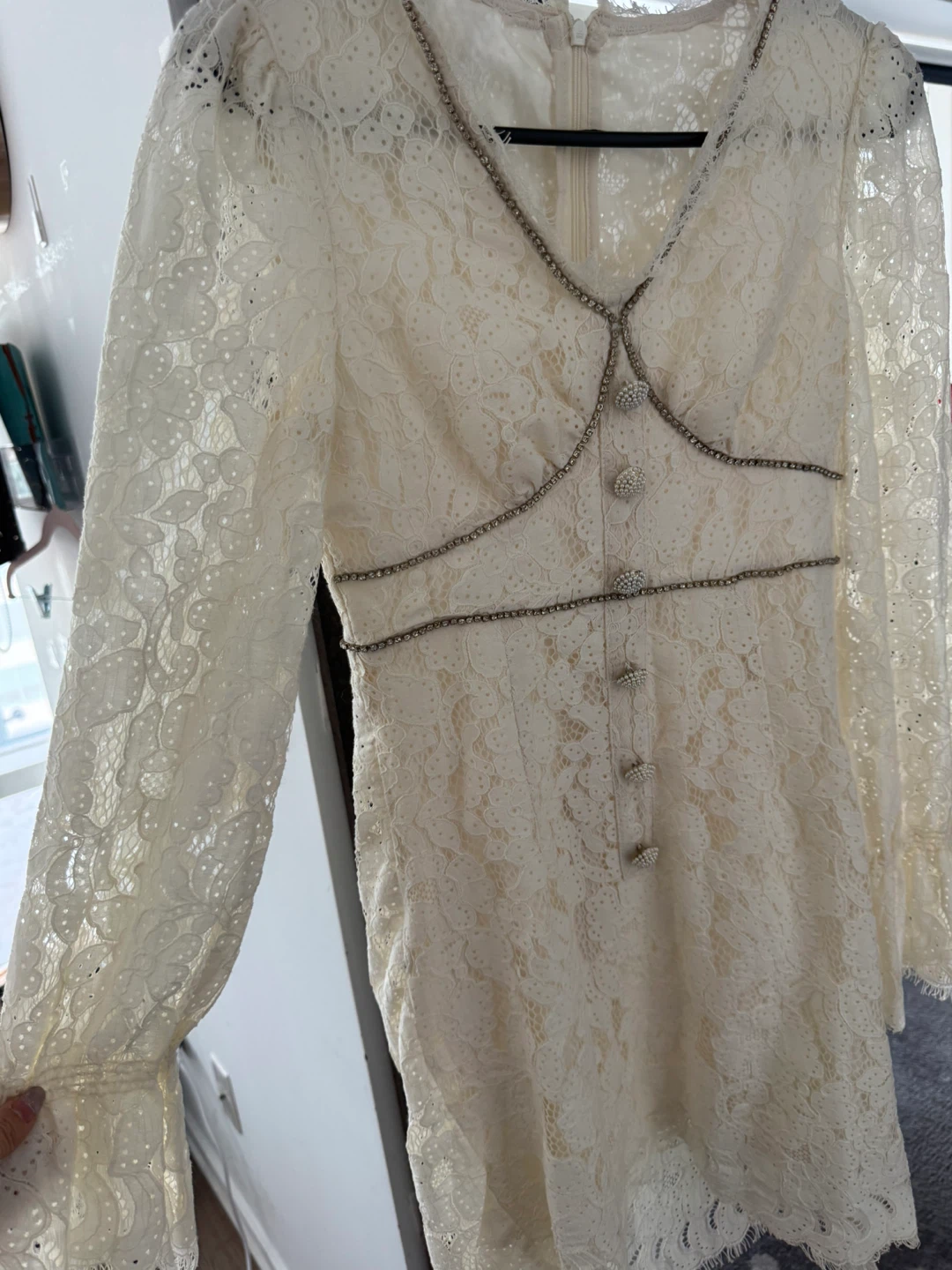 Size XS Cream Lace Long Sleeve Dress - photo 2