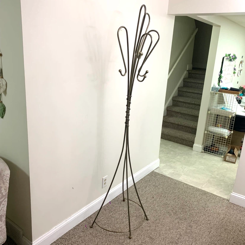 Metal Coat Rack Stand Coat Hat Clothes Hanger Entryway Storage - photo 2