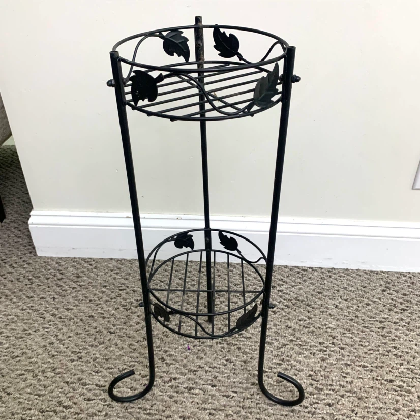 2 Tier Metal Plant Stand Indoor Outdoor Flower Pot Holder Decor