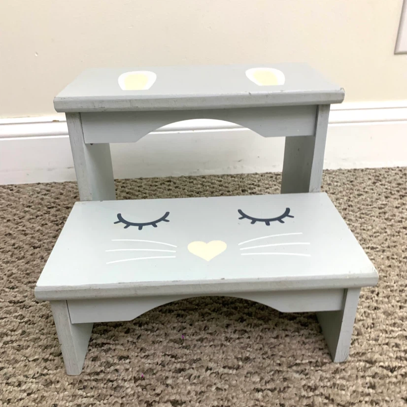 Kids Wooden Step Stool 2 Step Bunny Toddler Child Stool - photo 2