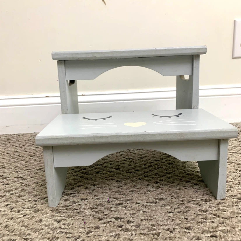Kids Wooden Step Stool 2 Step Bunny Toddler Child Stool - photo 3