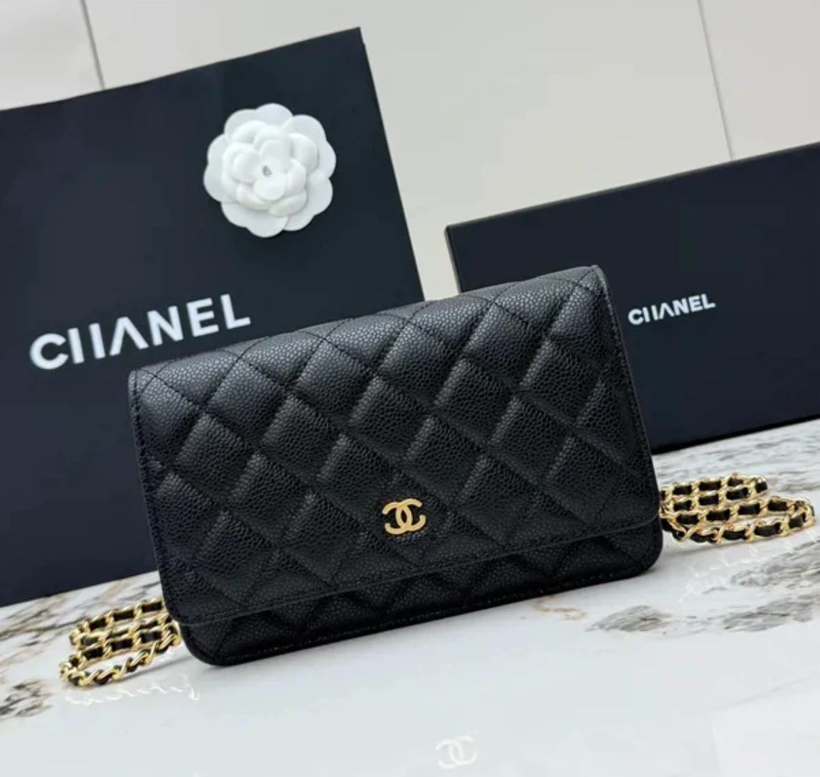 Chanel Wallet on Chain (WOC) in Black Caviar Leather