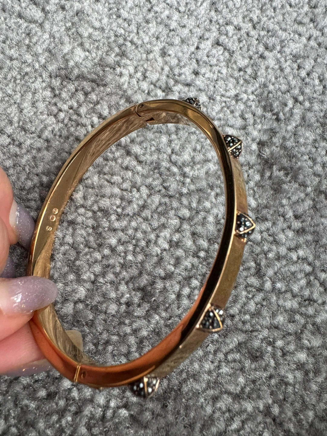 Swarovski Rose Gold Tone Hinged Bangle - photo 5
