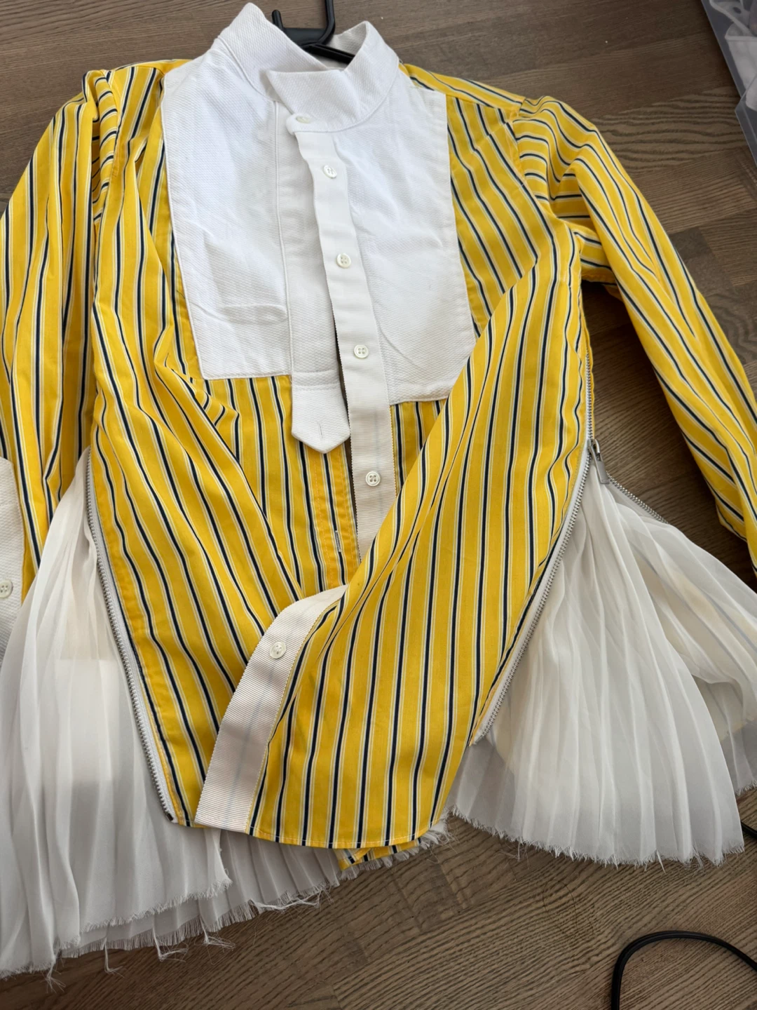 Sacai Striped Shirt with Pleated Hem
