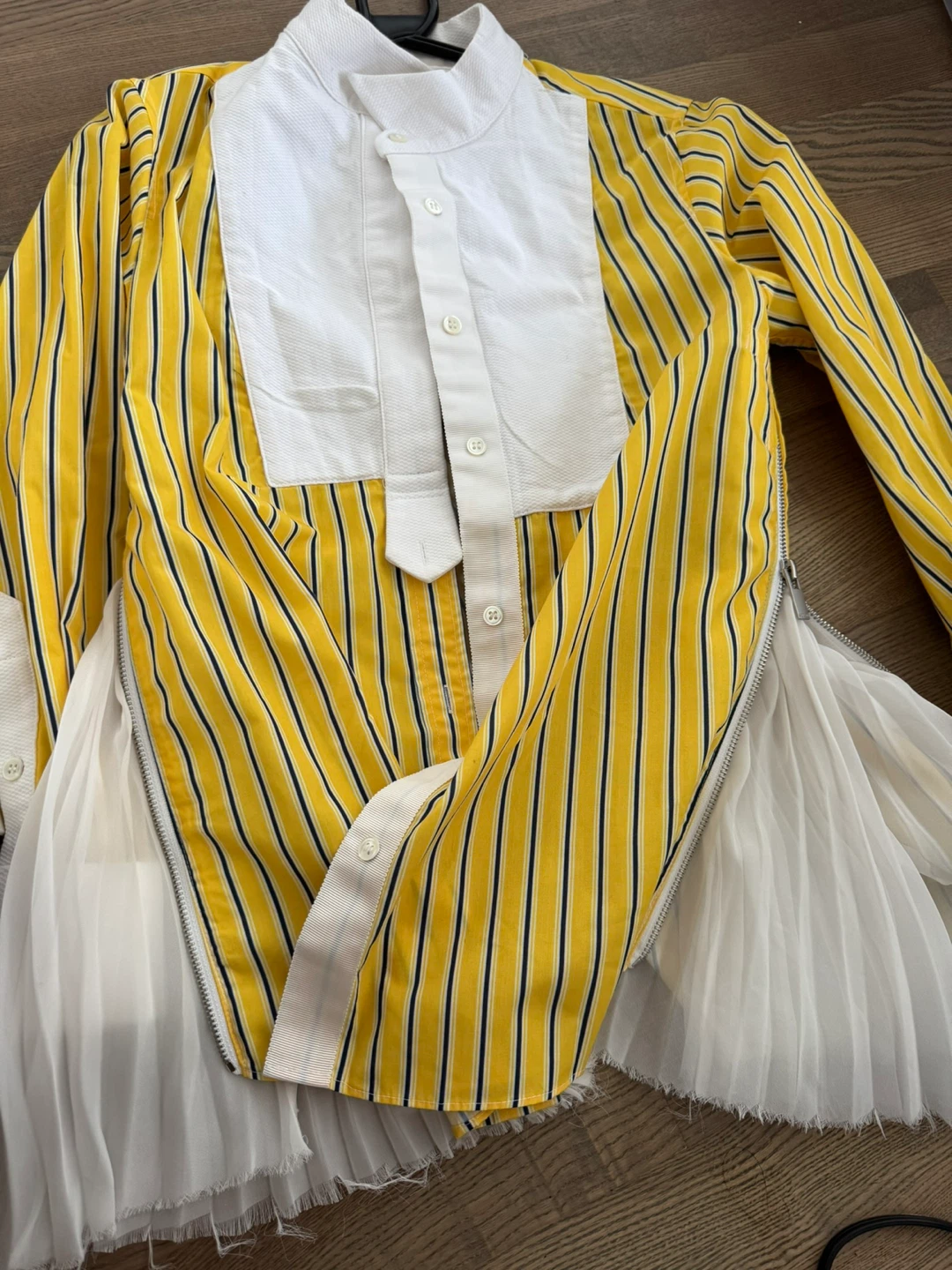 Sacai Striped Shirt with Pleated Hem - photo 2