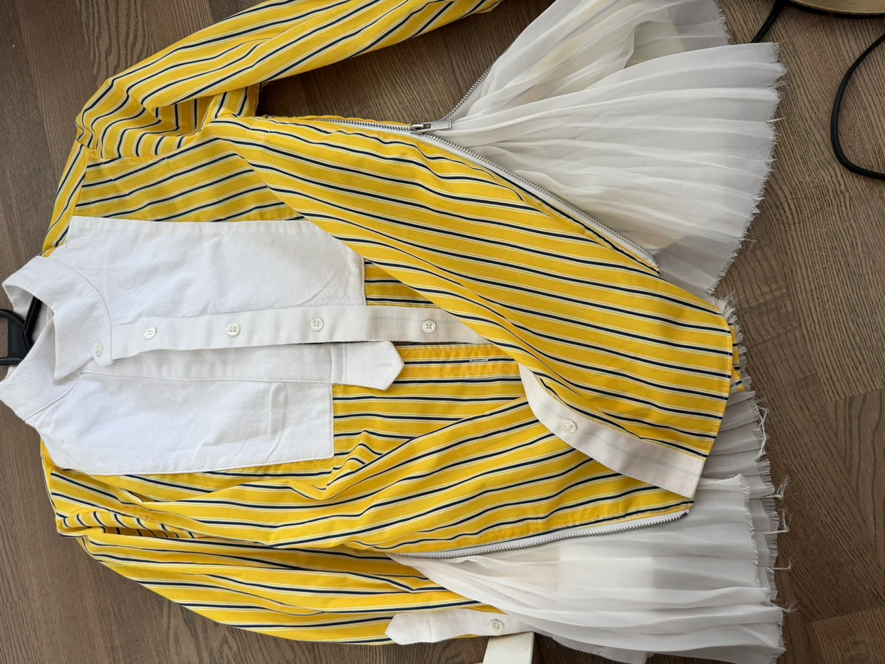 Sacai Striped Shirt with Pleated Hem - photo 3