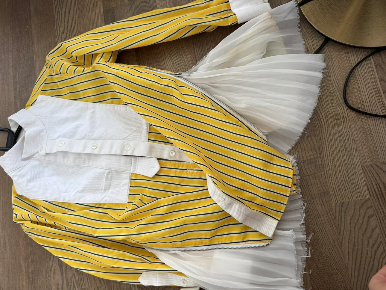 Sacai Striped Shirt with Pleated Hem - photo 4