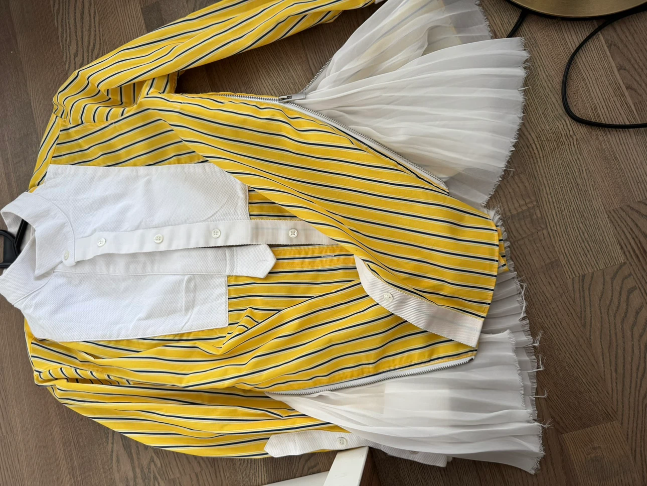 Sacai Striped Shirt with Pleated Hem - photo 5